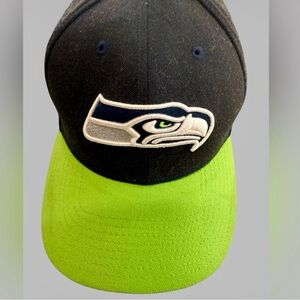 Seattle Seahawks New Era 39THIRTY Stretch Fit Hat Navy Lime Green S/M